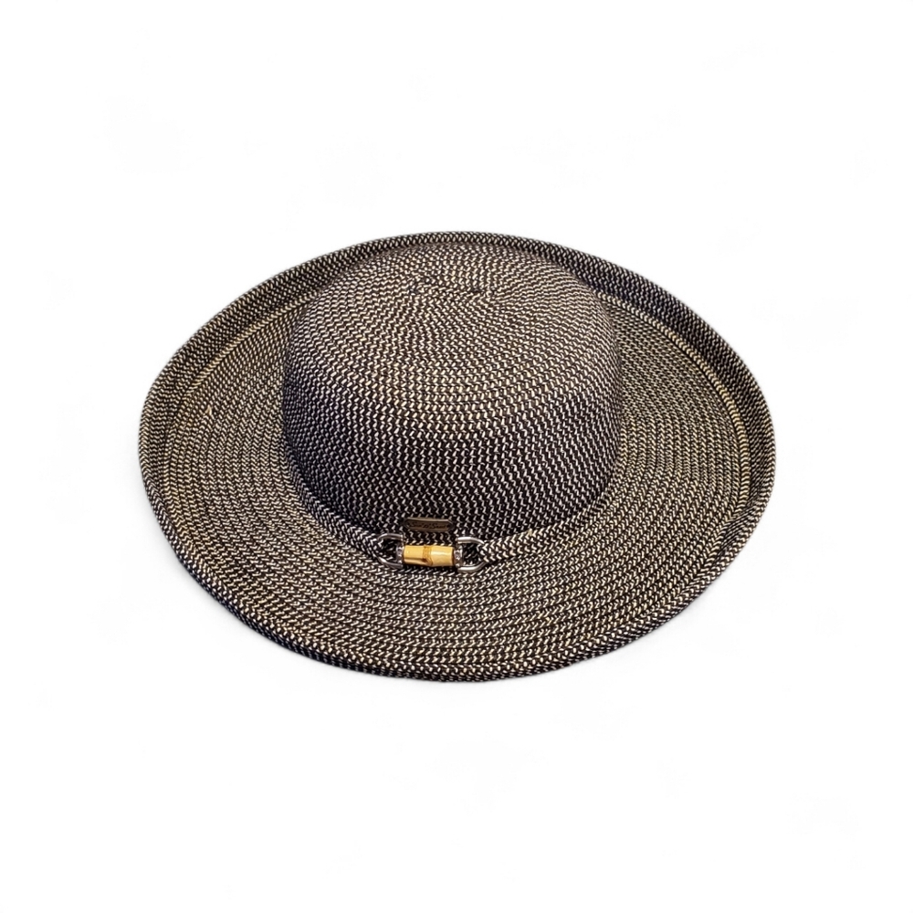 Sun'N'Sand Elegant Black/Tan Wide-Brim UPF 50+ Protection Hat.